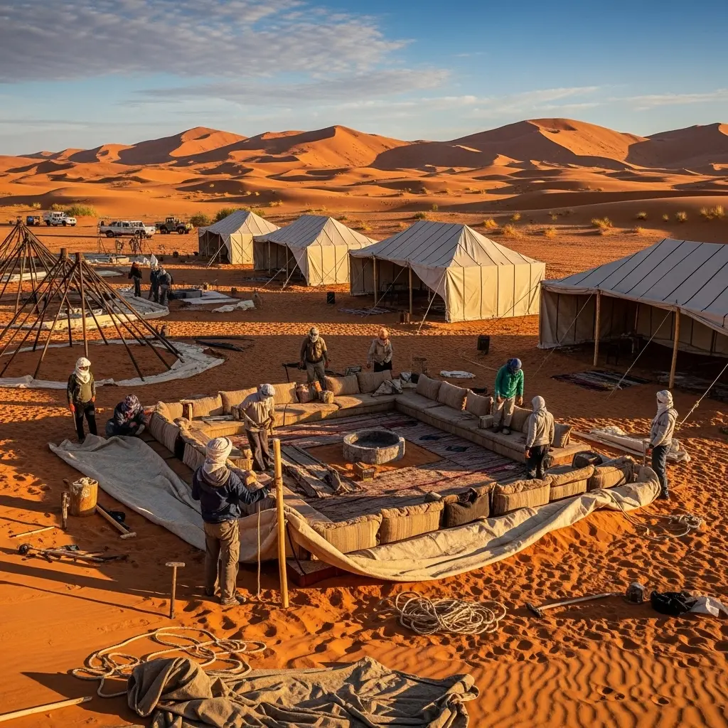 Read more about the article Desert Safari Camp Construction 7 Hidden Stages of Building in Sand